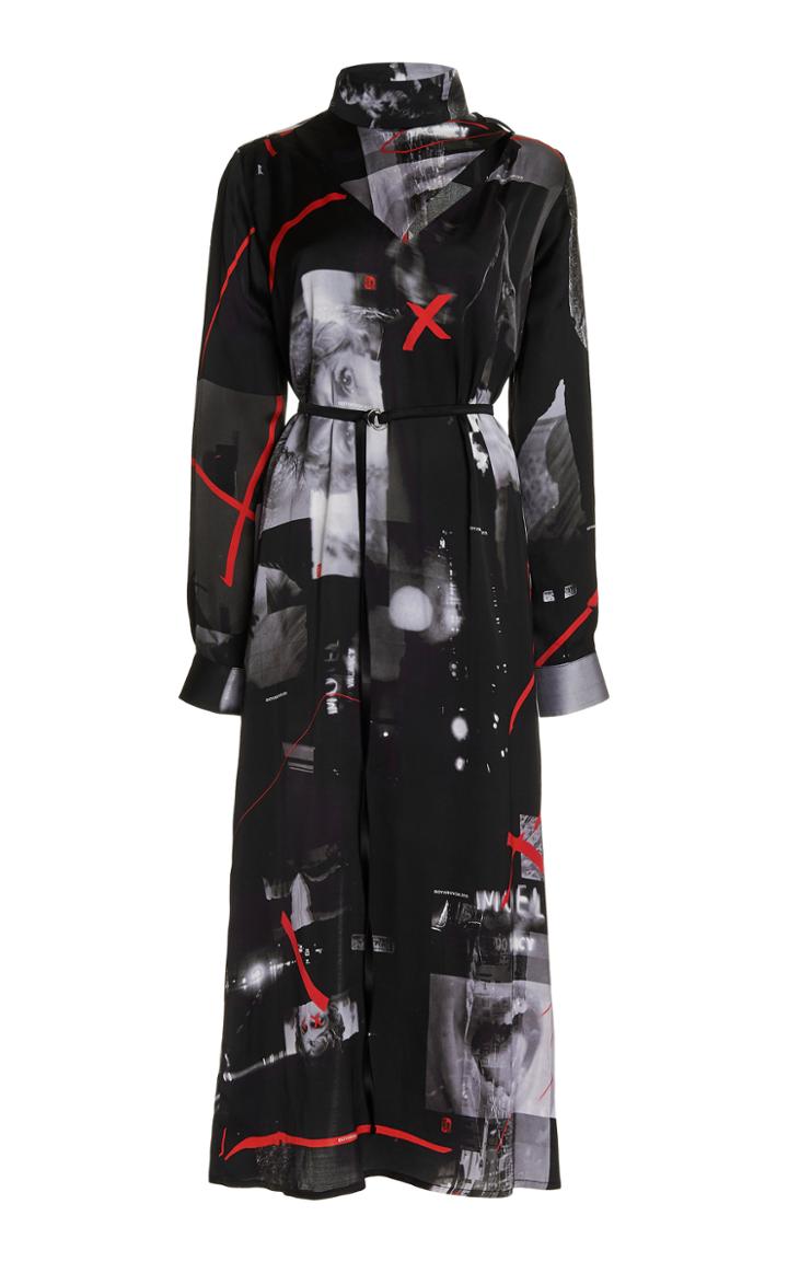 Moda Operandi Boyarovskaya Printed Crepe Tie-neck Midi Dress