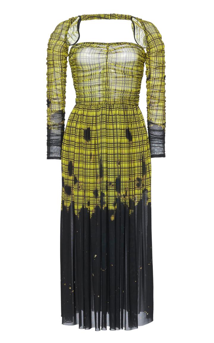 Moda Operandi Rokh Ruched Printed Organza Dress Size: S
