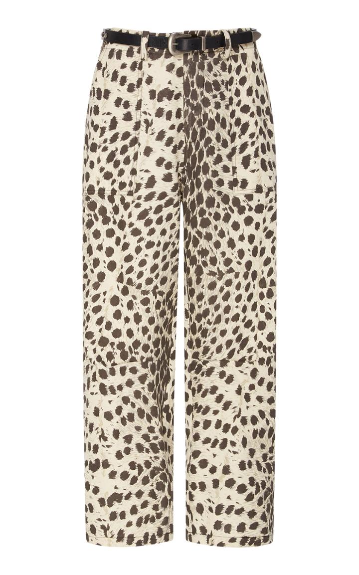 Sea Leo Printed Belted Cotton-twill Straight-leg Pants
