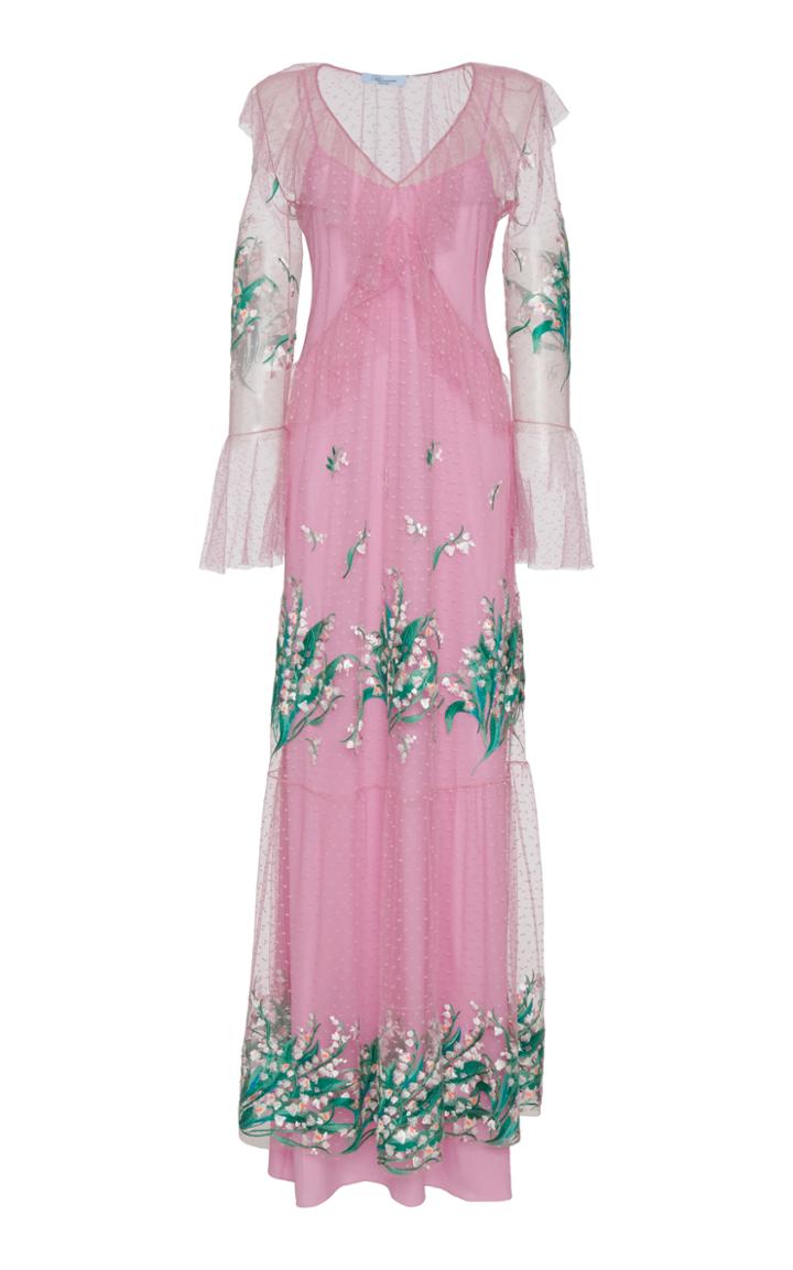 Blumarine V Neck Point D'esprit Gown