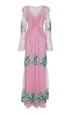 Blumarine V Neck Point D'esprit Gown