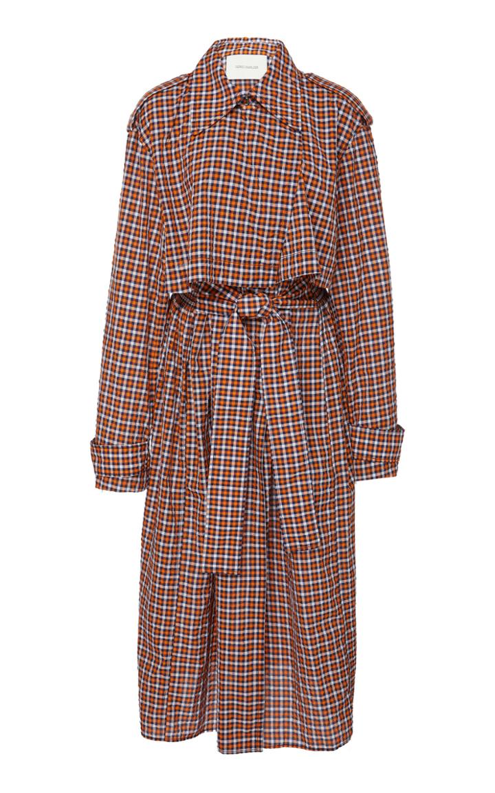 Cdric Charlier Belted Check Trench Coat