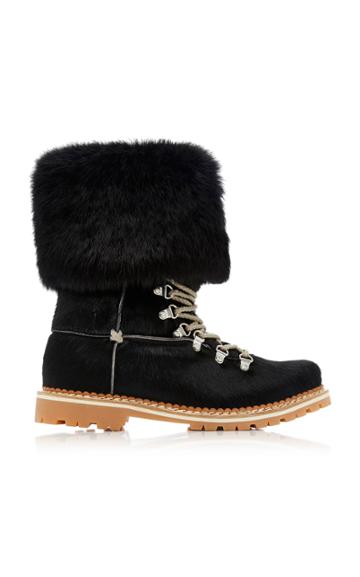 Montelliana 600 Fur-trimmed Suede Lace-up Boots