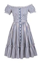 Lena Hoschek Off The Shoulder Striped Skipper Dress