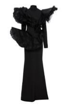 Christian Siriano Black Orchid Flounce Gown