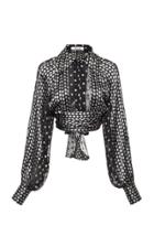 Diane Von Furstenberg Long Sleeve Waist Tie Printed Blouse