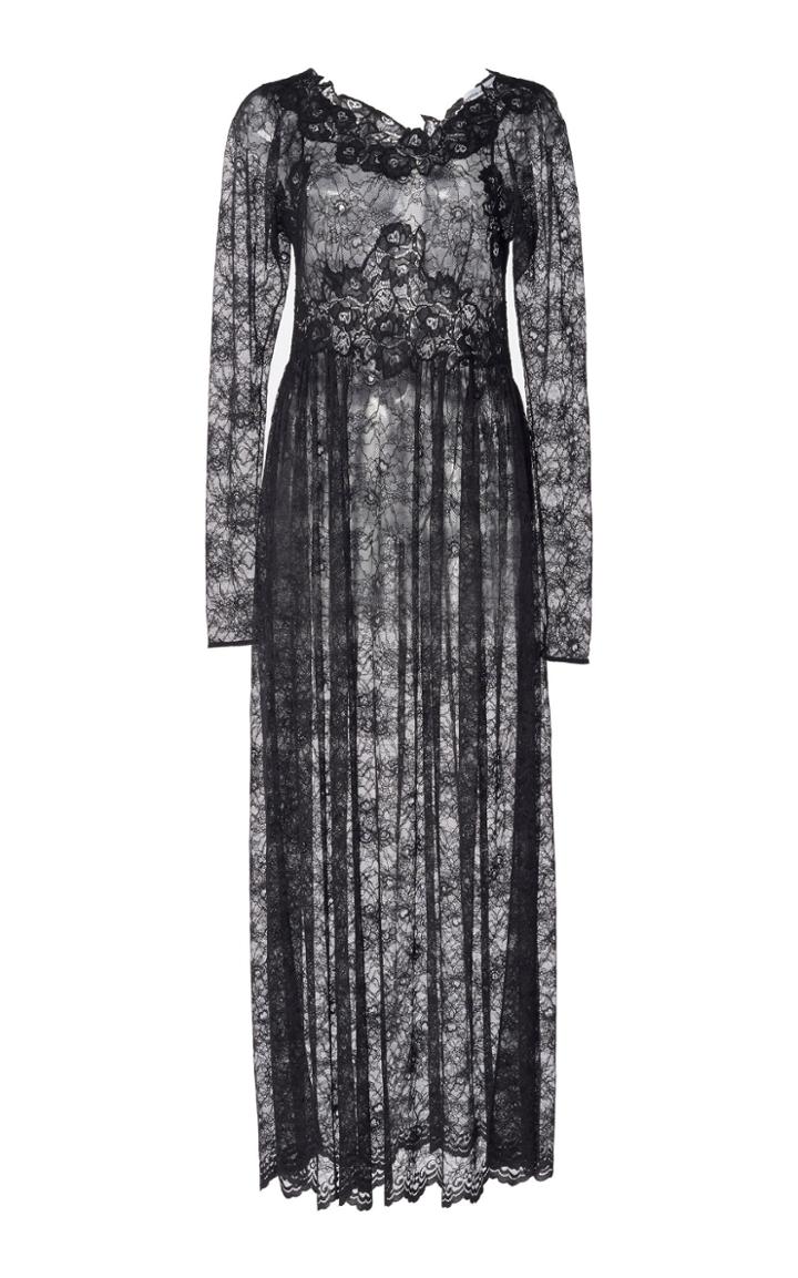 Paco Rabanne Long Sleeved Lace Maxi Dress