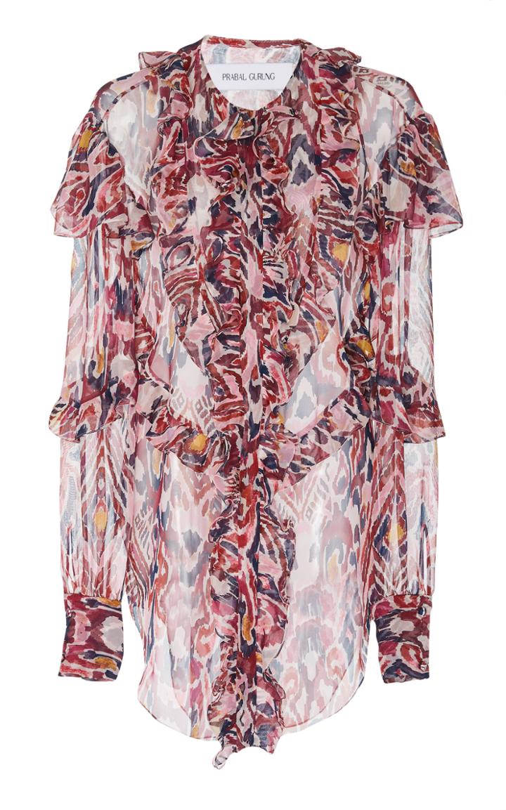 Prabal Gurung Ambah Ruffle Silk-chiffon Blouse