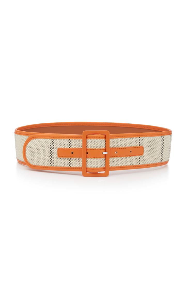 Maison Boinet Exclusive Woven Cotton And Leather Belt