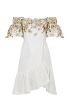 Razan Alazzouni Embellished Off The Shoulder Wrap Dress