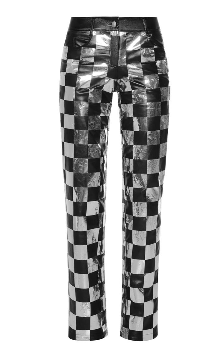 Moda Operandi Matriel Flexy Chess Vegan Leather Straight-leg Pants