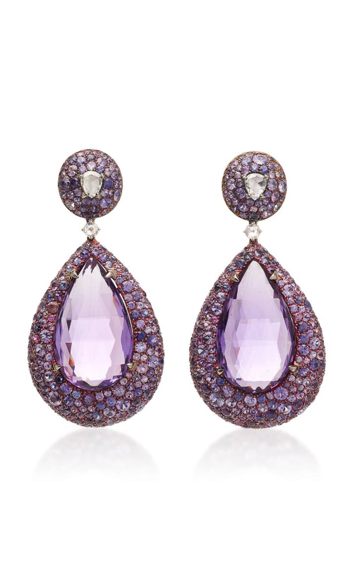 Busatti Elisabeth 18k Yellow Gold Diamond And Multi-stone Earrings