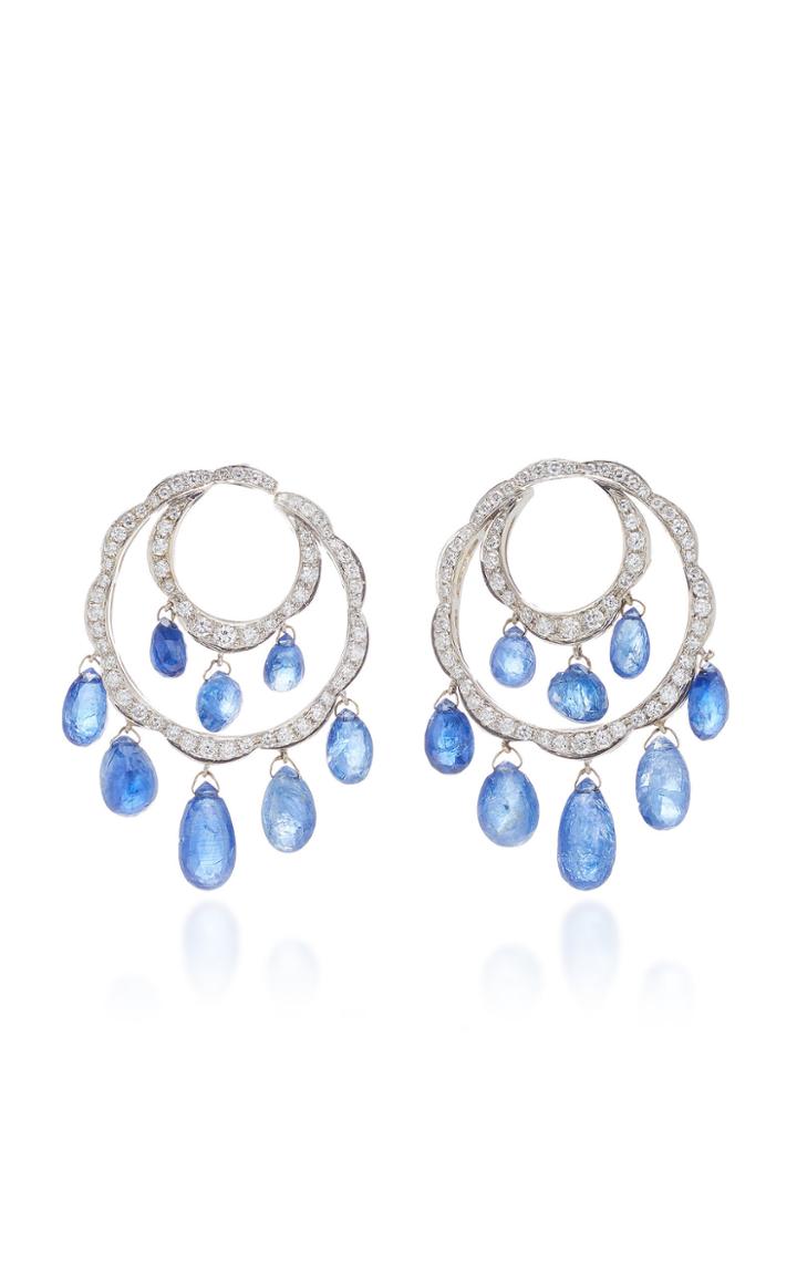 Giovane 18k White Gold Sapphire And Diamond Earrings