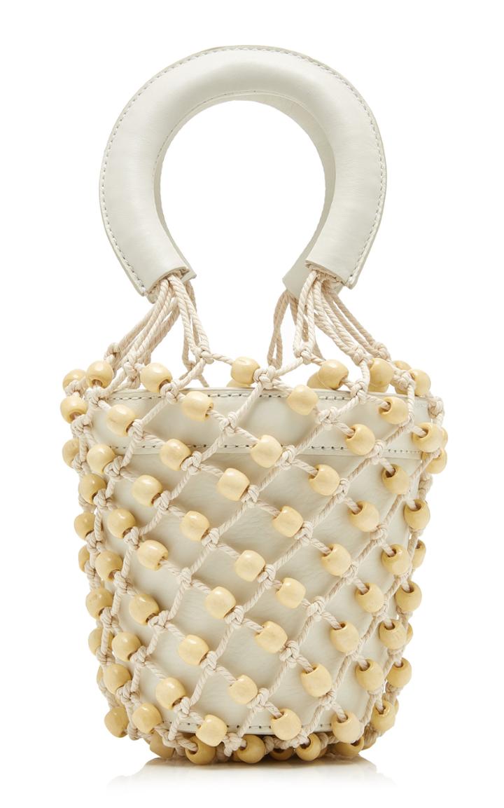 Staud Moreau Beaded Mini Leather Bucket Bag