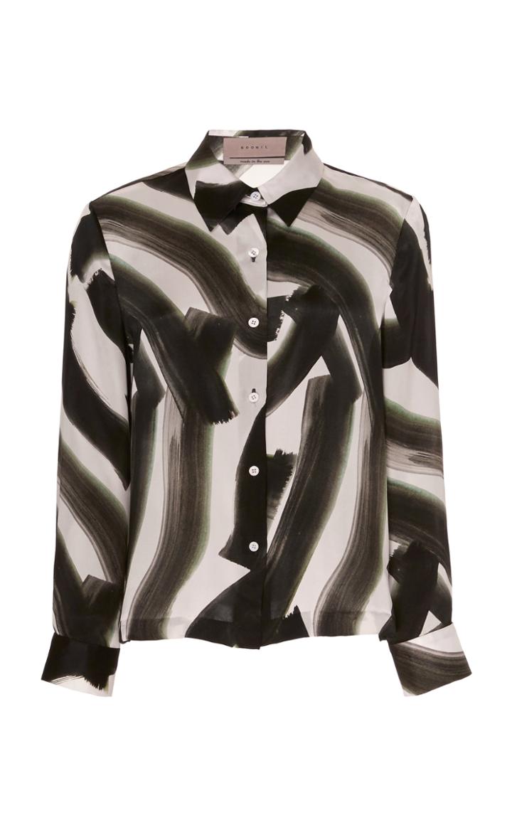 Moda Operandi Soonil Brush Stroke Print Long Sleeves Blouse Size: 0