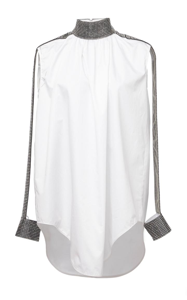 Christopher Kane Sequin Wrist Cuff Cotton Blouse