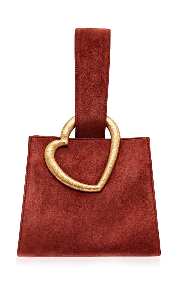 Edie Parker Heart Wristlet In Suede