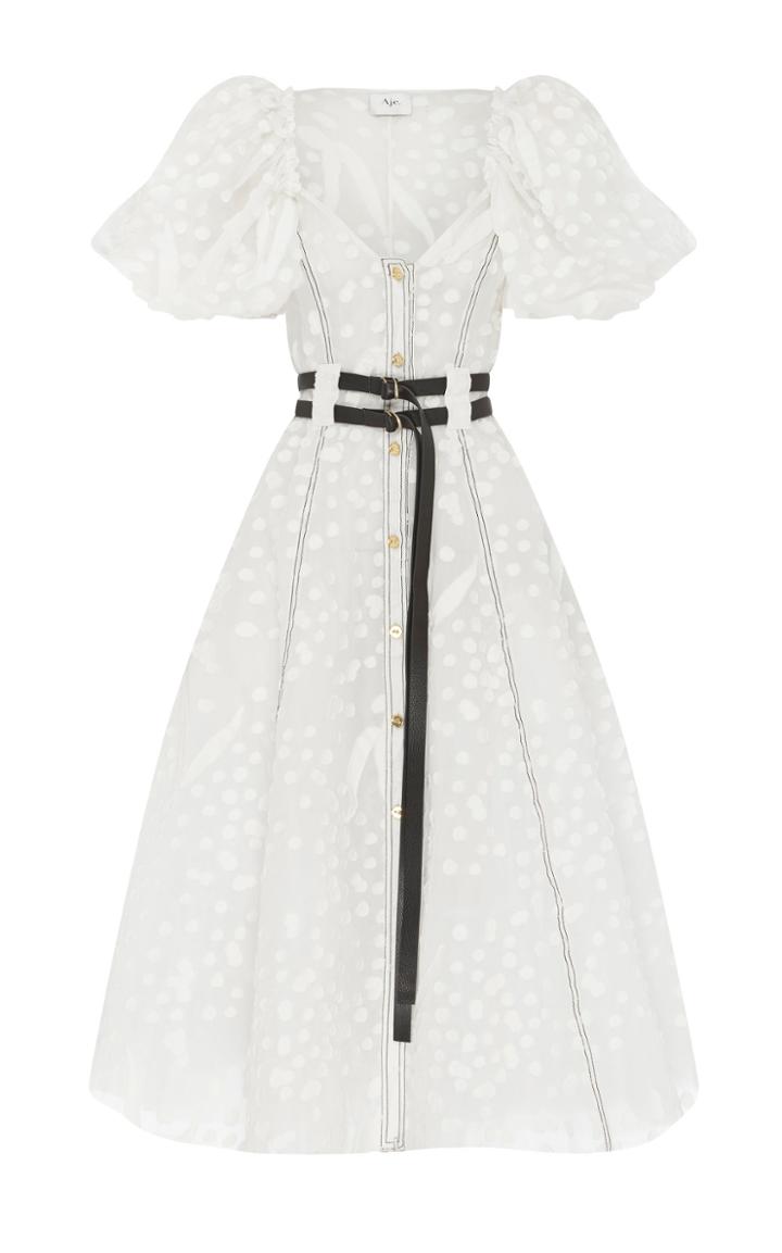 Aje Salt Lake Belted Silk And Cotton-blend Midi Dress Size: 4