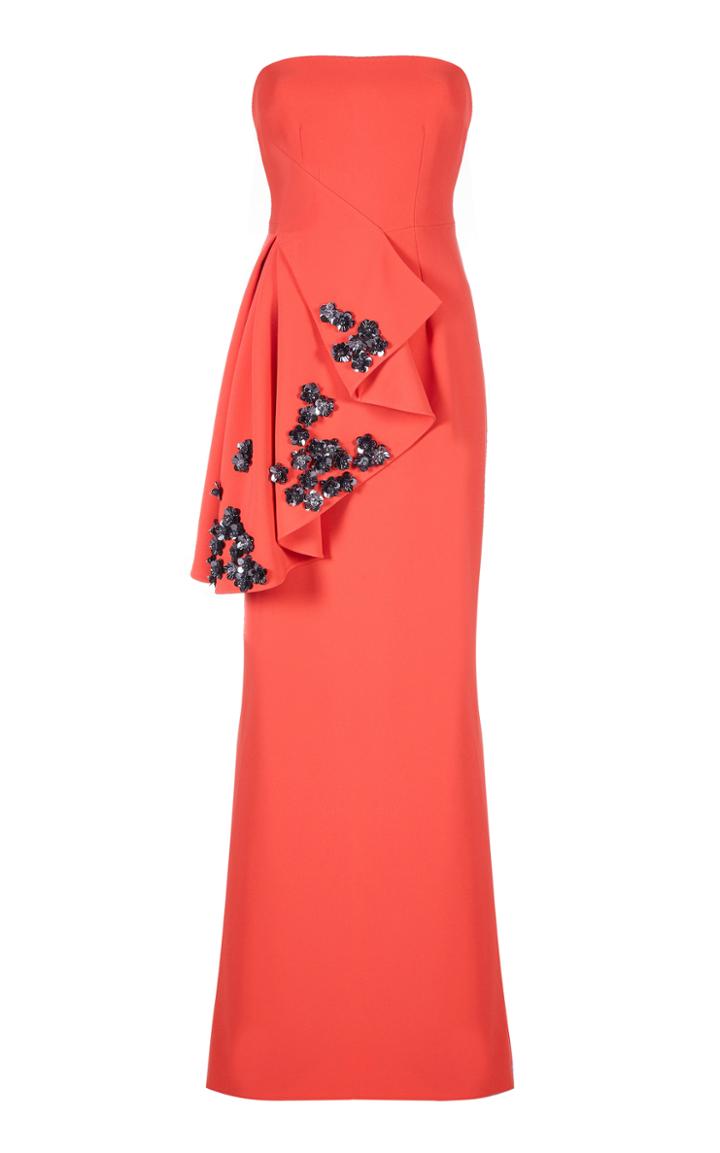 Safiyaa Soraia Strapless Embroidered Ruffle Dress