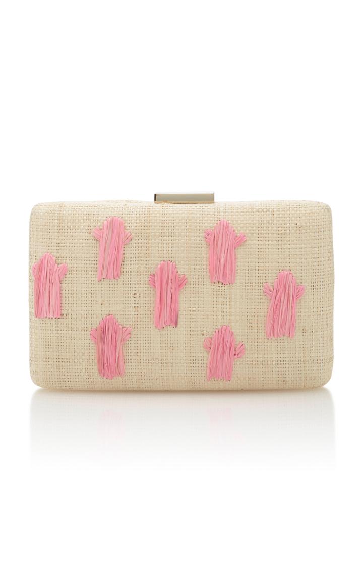 Kayu Embroidered Straw Clutch
