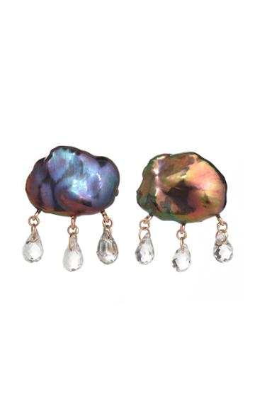 Rachel Quinn Rainy Day Pearl 14k Yellow Gold Earrings