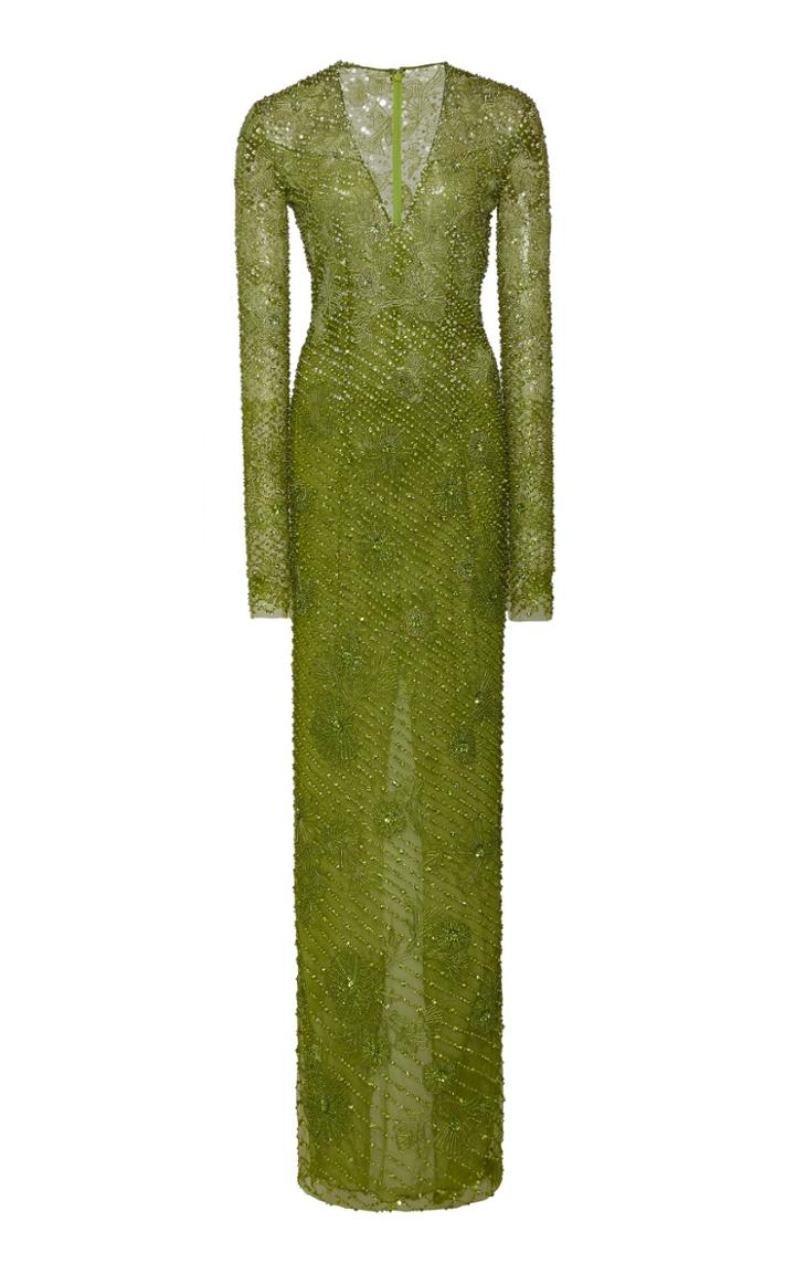 Moda Operandi Pamella Roland Crystal-embroidered Chiffon Dress Size: 0