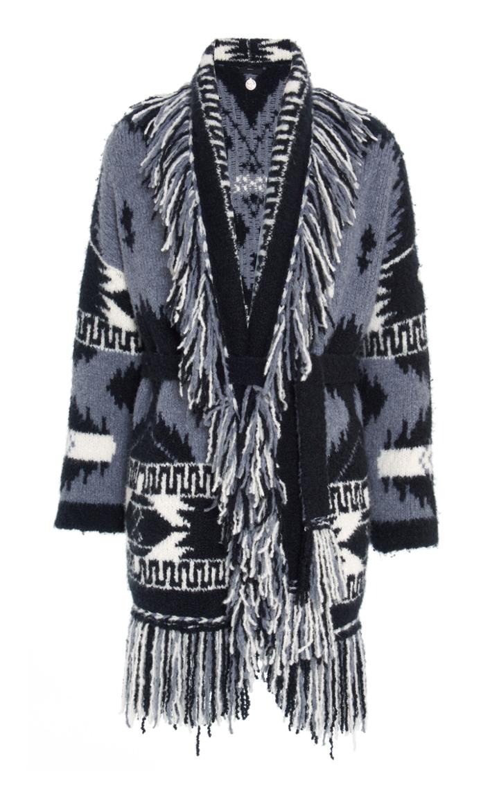 Alanui Printed Fringed Wrap Cashmere-silk Sweater