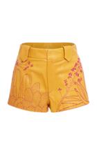 Georgine Trinity Leather Embroidered Short