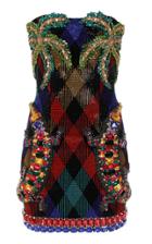 Moda Operandi Balmain Crystal-embellished Gingham Strapless Mini Dress