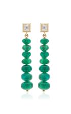 Moda Operandi Azlee Rich Emerald Bead Drop Earrings