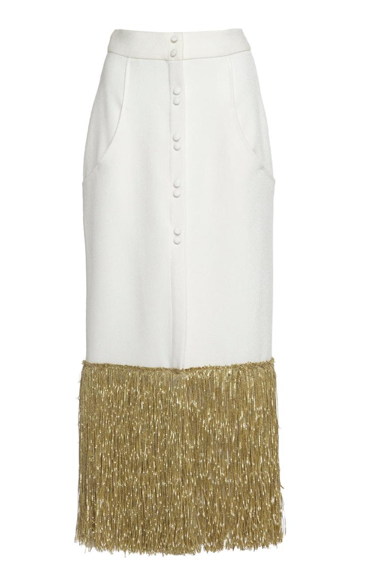 Sandra Mansour Kora Fringe-hem Crepe Midi Skirt