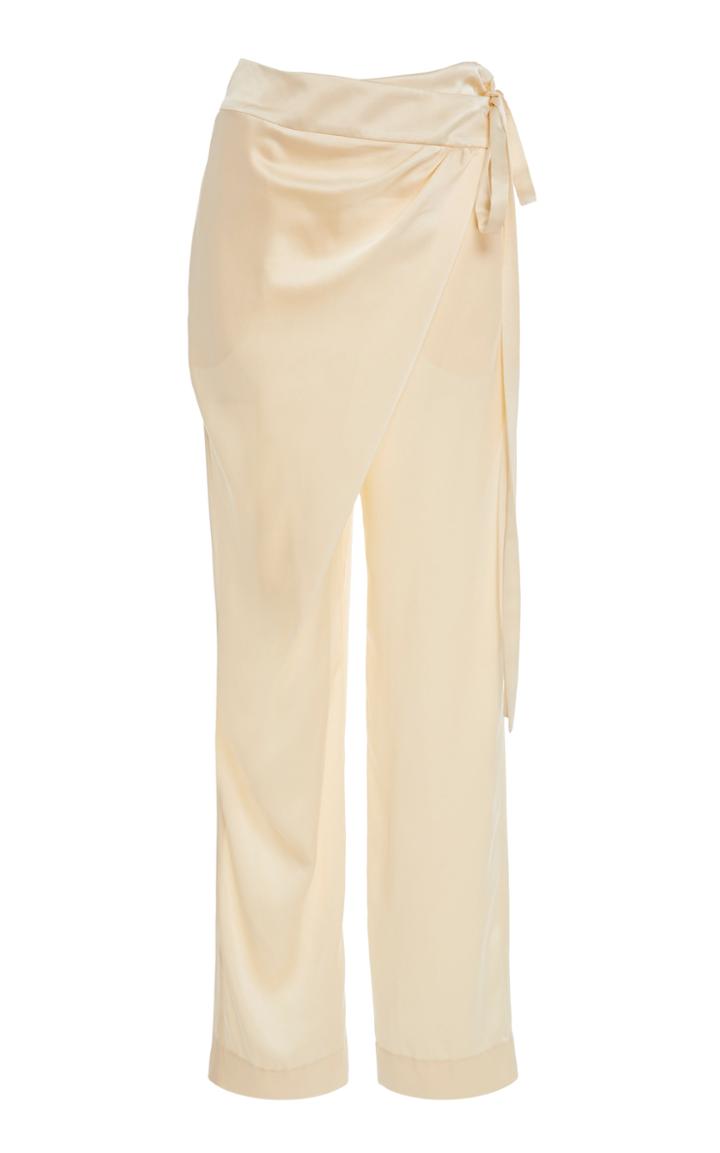 Oscar De La Renta Draped Silk-satin Straight-leg Pants