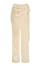 Oscar De La Renta Draped Silk-satin Straight-leg Pants