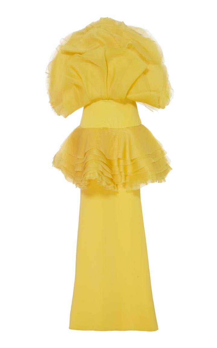 Christian Siriano Unflower Tiered Flounce Gown