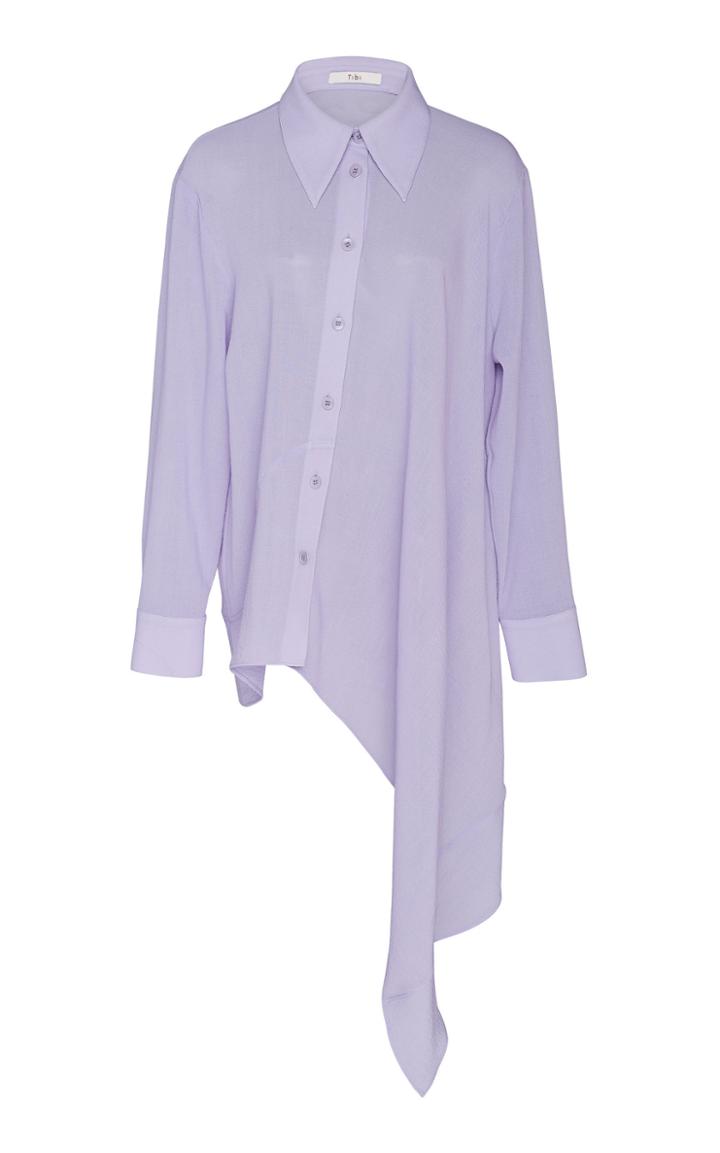 Tibi Asymmetric Wool Crepe De Chine Shirt