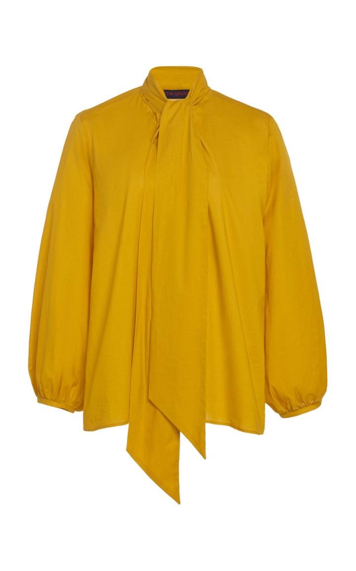 Martin Grant Balloon Sleeve Cotton Pussy-bow Top