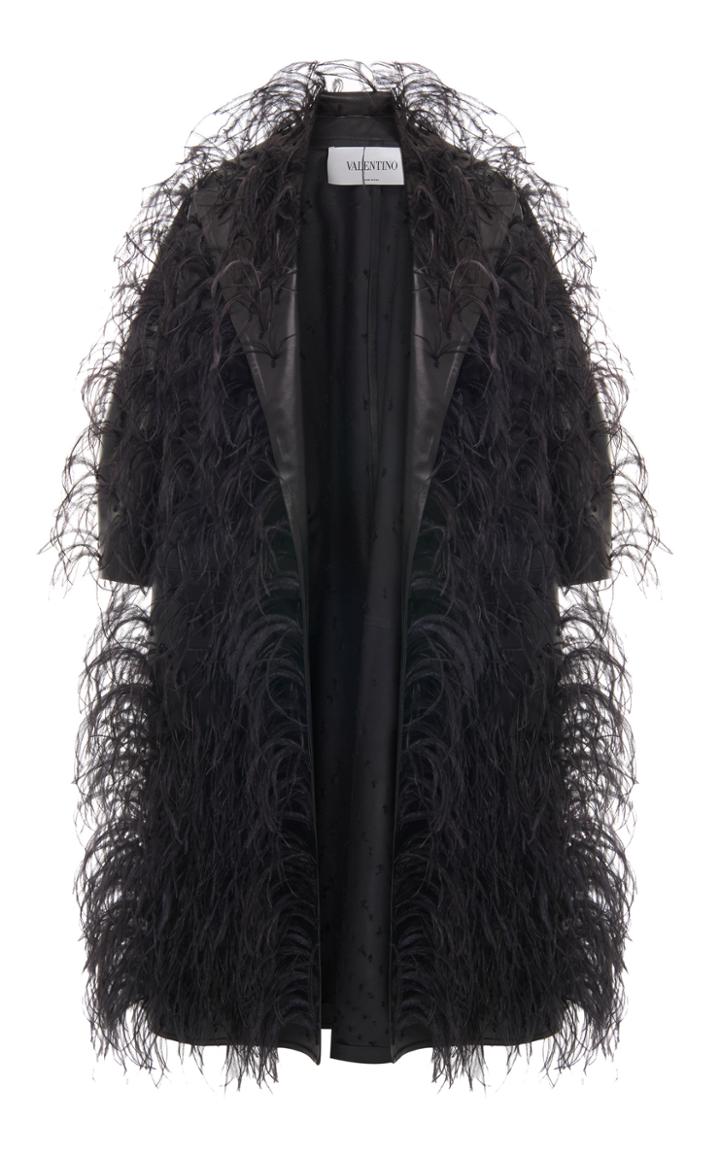 Moda Operandi Valentino Feathered Midi Coat Size: 36