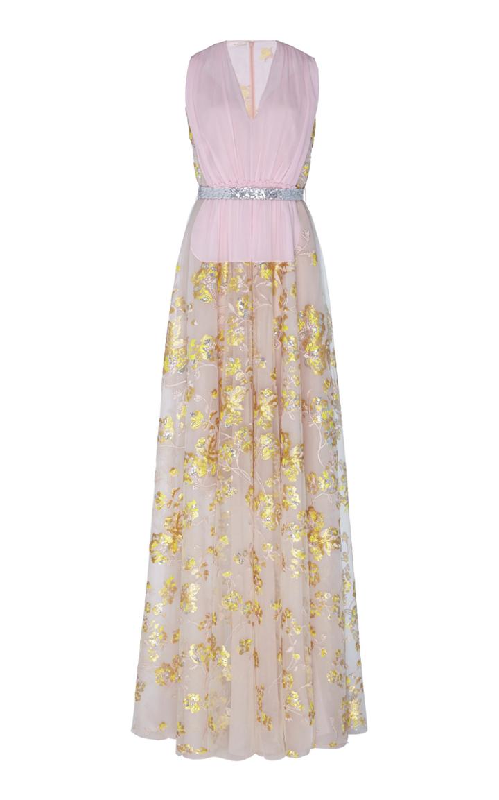 Delpozo Embroidered Tulle Gown