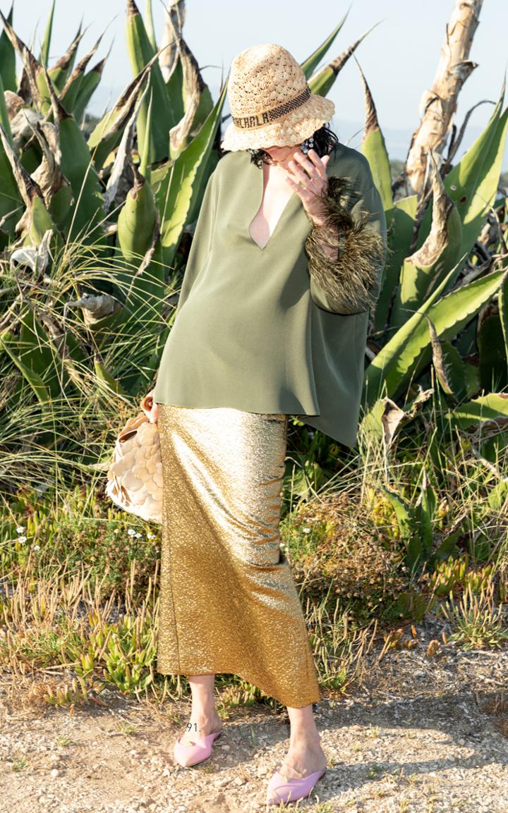Moda Operandi Valentino High-rise Metallic Midi Skirt