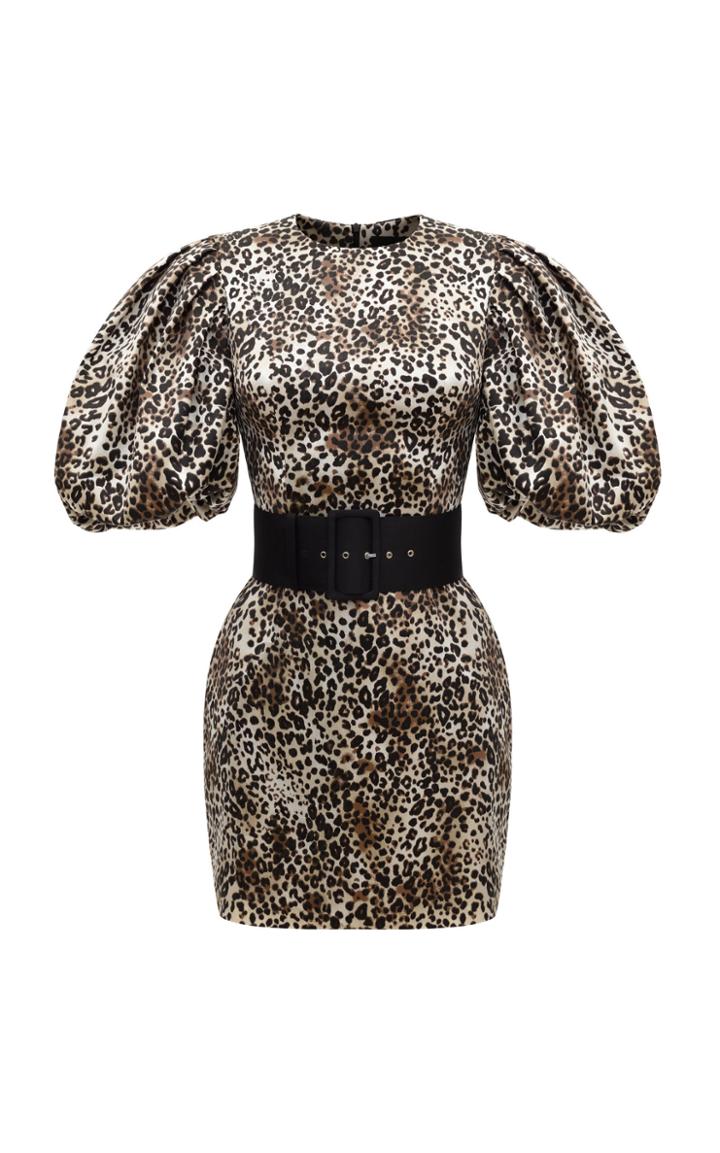 Rasario Leopard Print Satin Dress