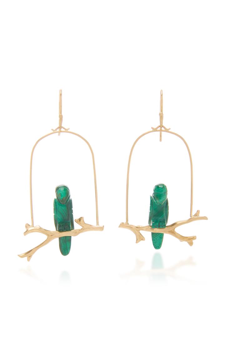 Annette Ferdinandsen Malachite Amazon Parrot Earrings