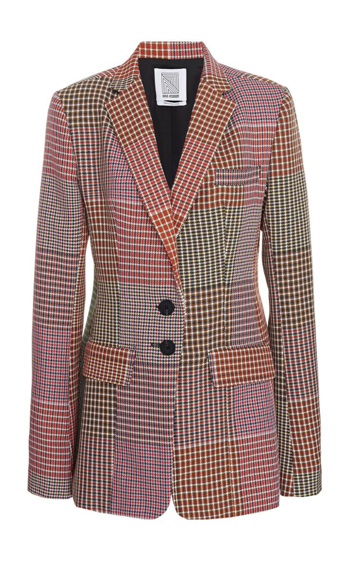 Rosie Assoulin Collared Plaid Crepe Blazer