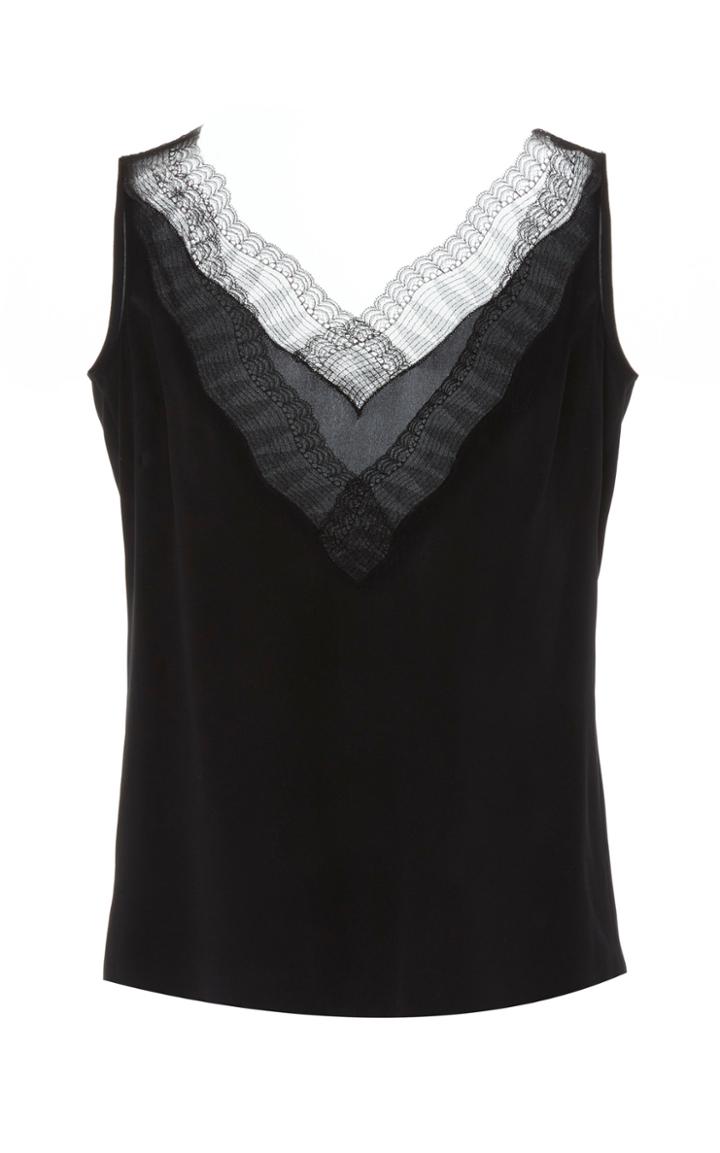 Alexandre Blanc Lace-trimmed Silk Top