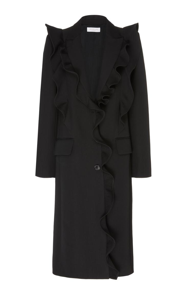 Moda Operandi Michael Kors Collection Ruffled Wool-gabardine Coat Size: 2