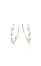 Lauren X Khoo 18k White Gold Diamond And Pearl Hoop Earrings