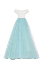 Christian Siriano Draped Shoulder Tulle Gown