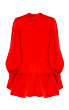Moda Operandi Alex Perry Carrigan Duchess Silk Satin Balloon Sleeve Shift Mini