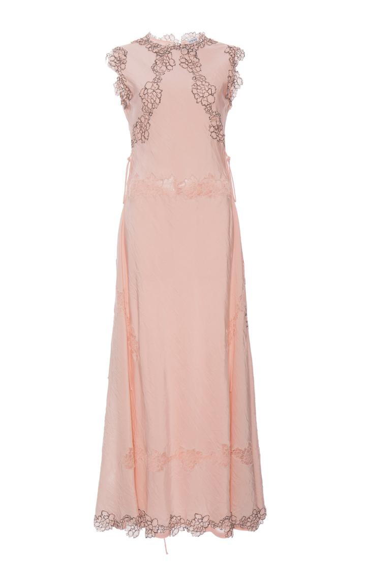 Loewe Lace Trim Satin Maxi Dress