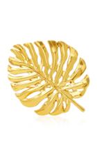 Oscar De La Renta Monstera Gold-tone Leaf Brooch