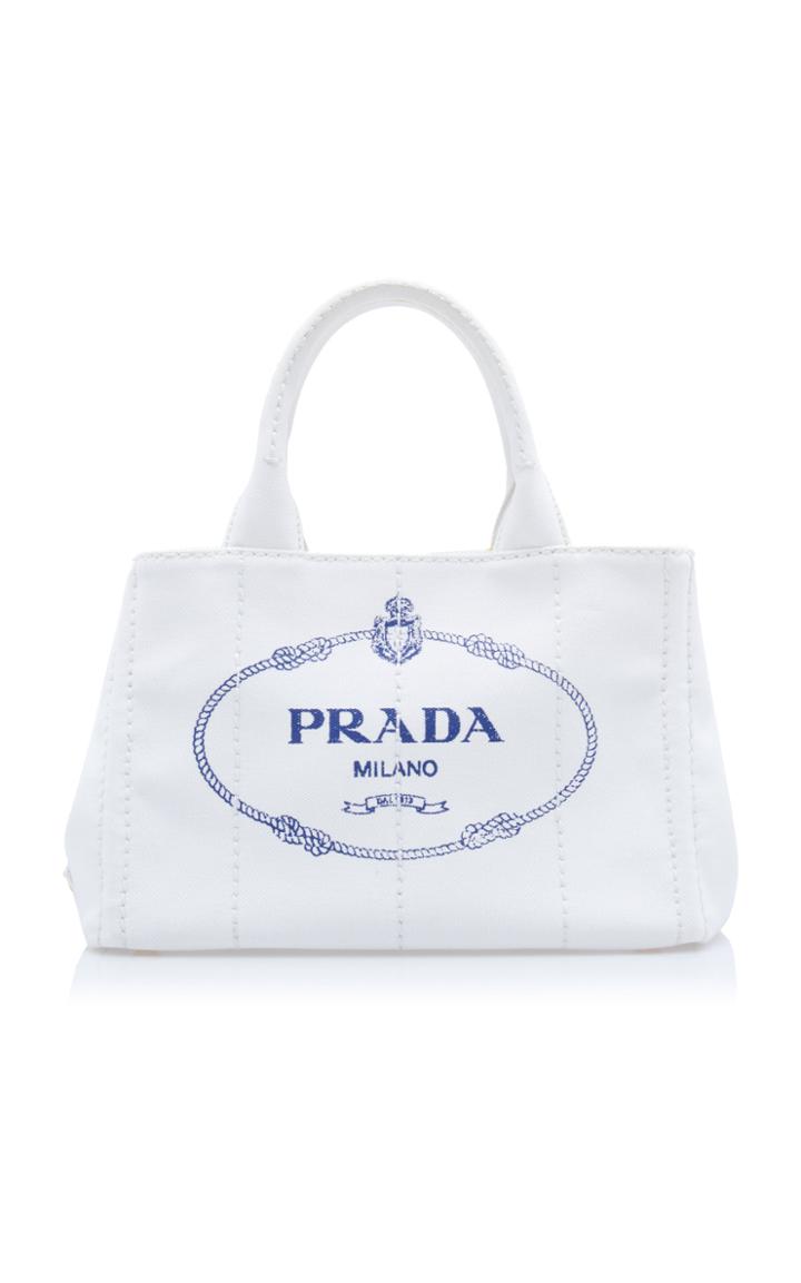 Prada Small Printed Linen Tote